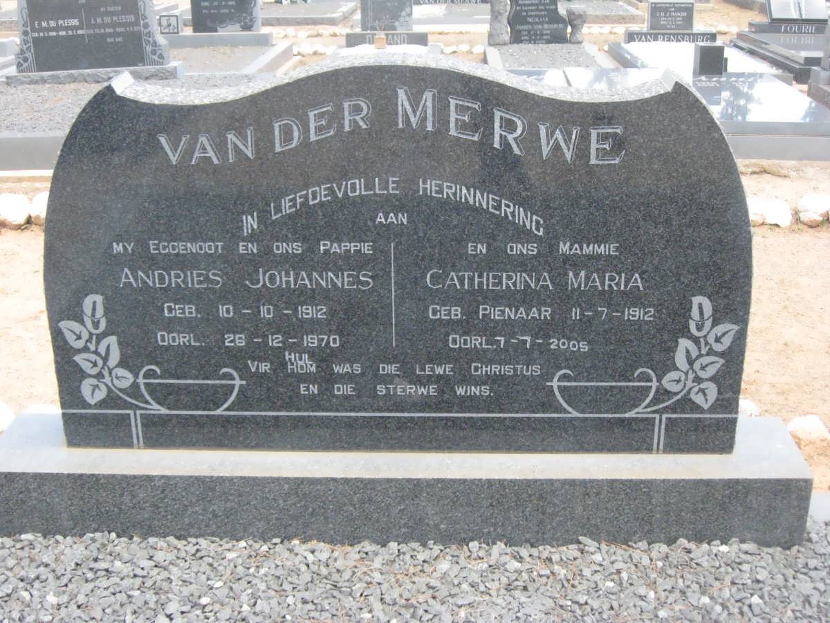 MERWE Andries Johannes, van der 1912-1970 &amp; Catherina Maria PIENAAR 1912-2005