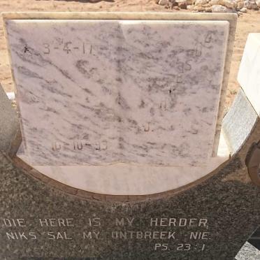 MYBURGH Joseph P. 1917-1993 &amp; Elizabeth M. HANEKOM 1920-