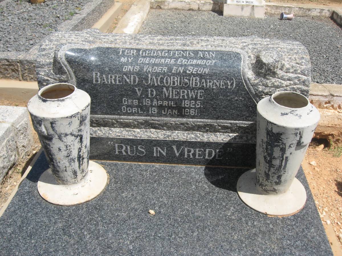 MERWE Barend Jacobus, v.d. 1925-1961