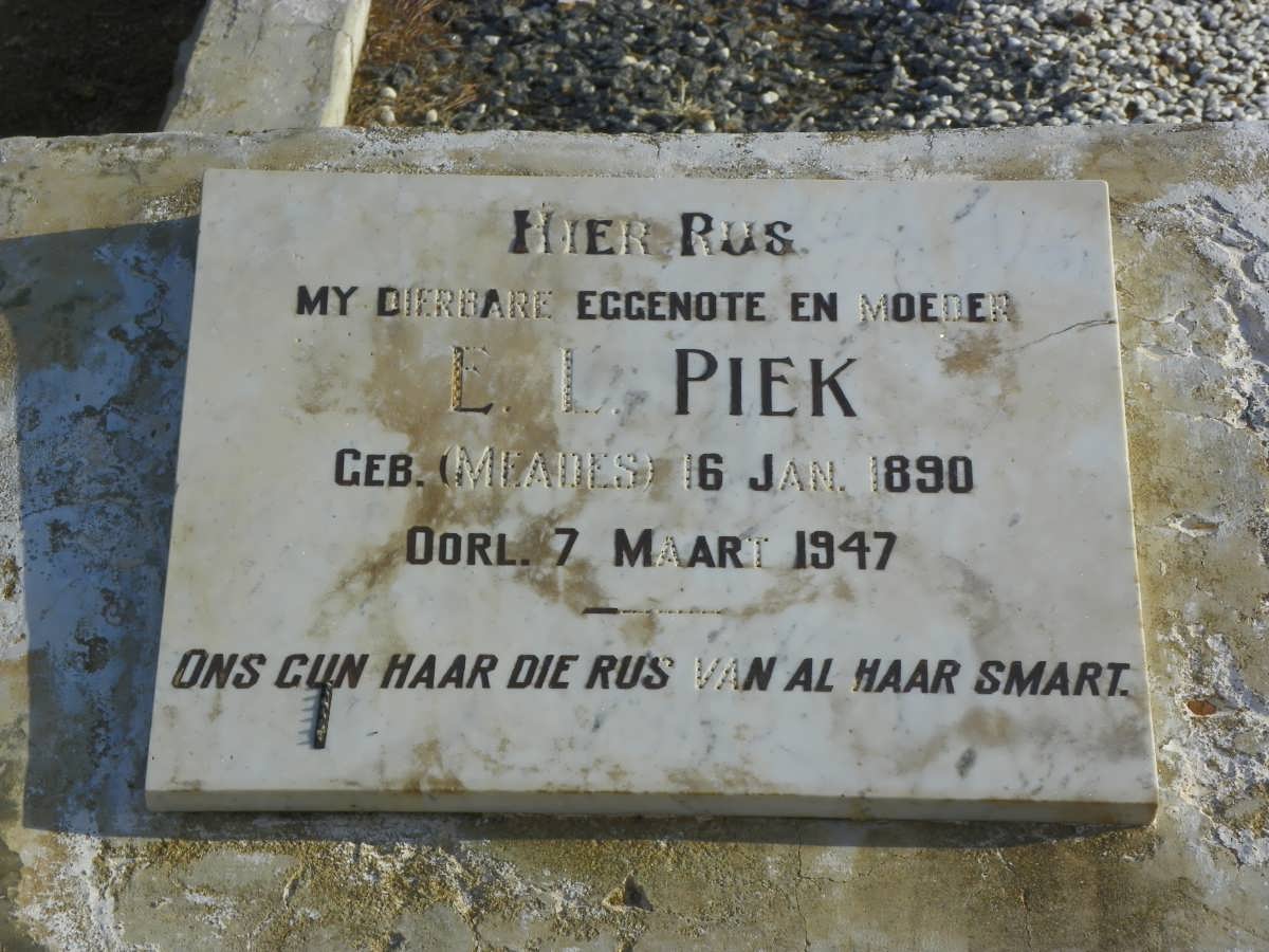 PIEK E.L. nee MEADES 1890-1947