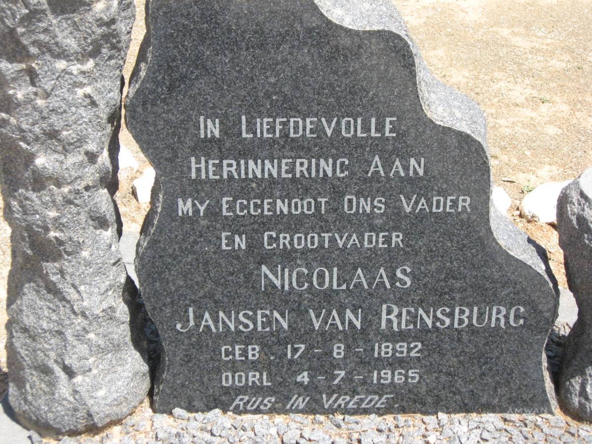 RENSBURG Nicolaas, Jansen van 1892-1965