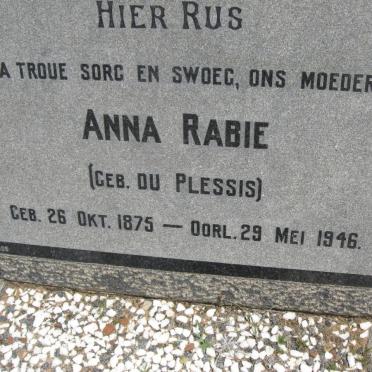 RABIE Anna nee DU PLESSIS 1875-1946