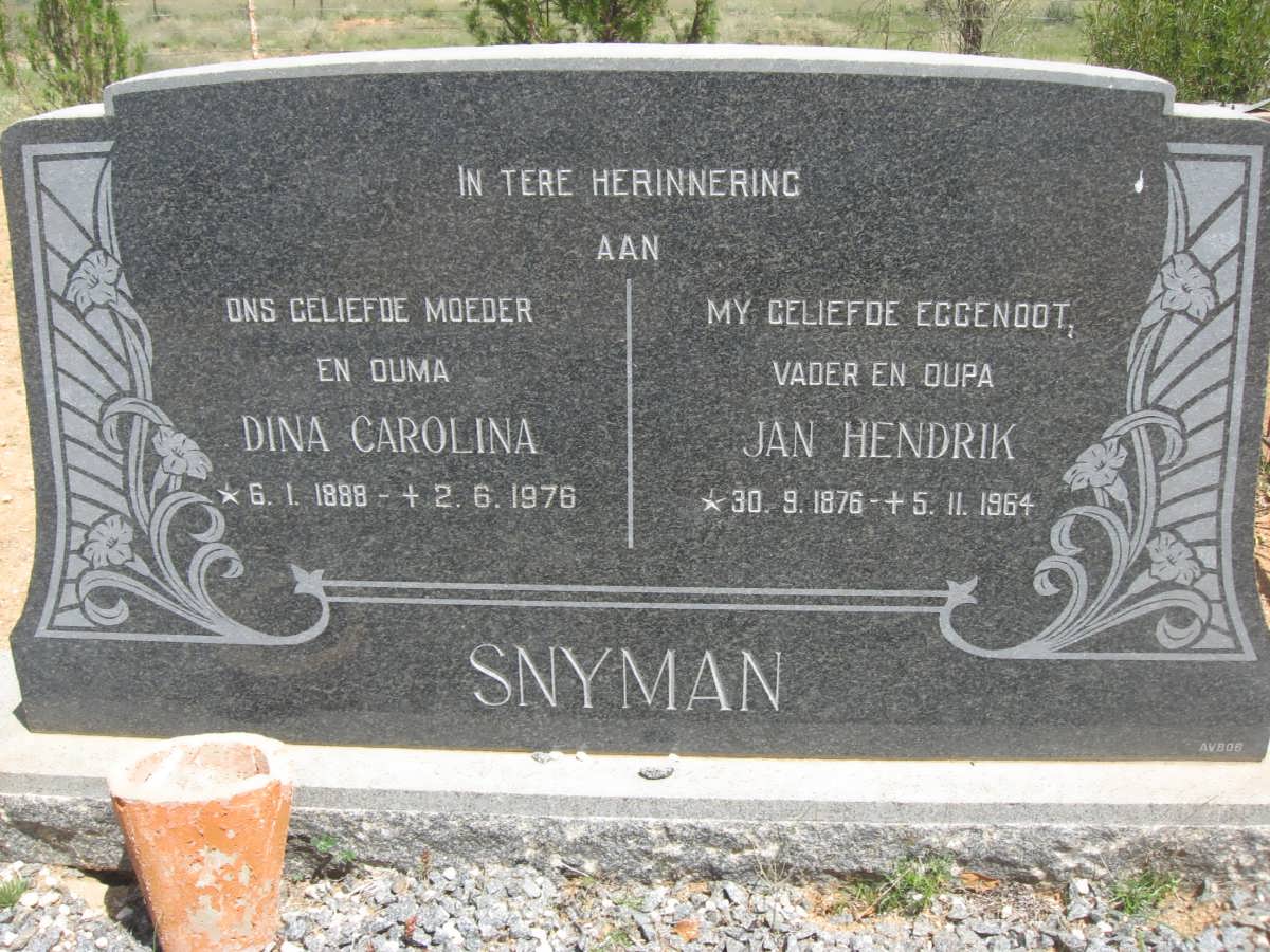 SNYMAN Jan Hendrik 1876-1964 &amp; Dina Carolina 1888-1976