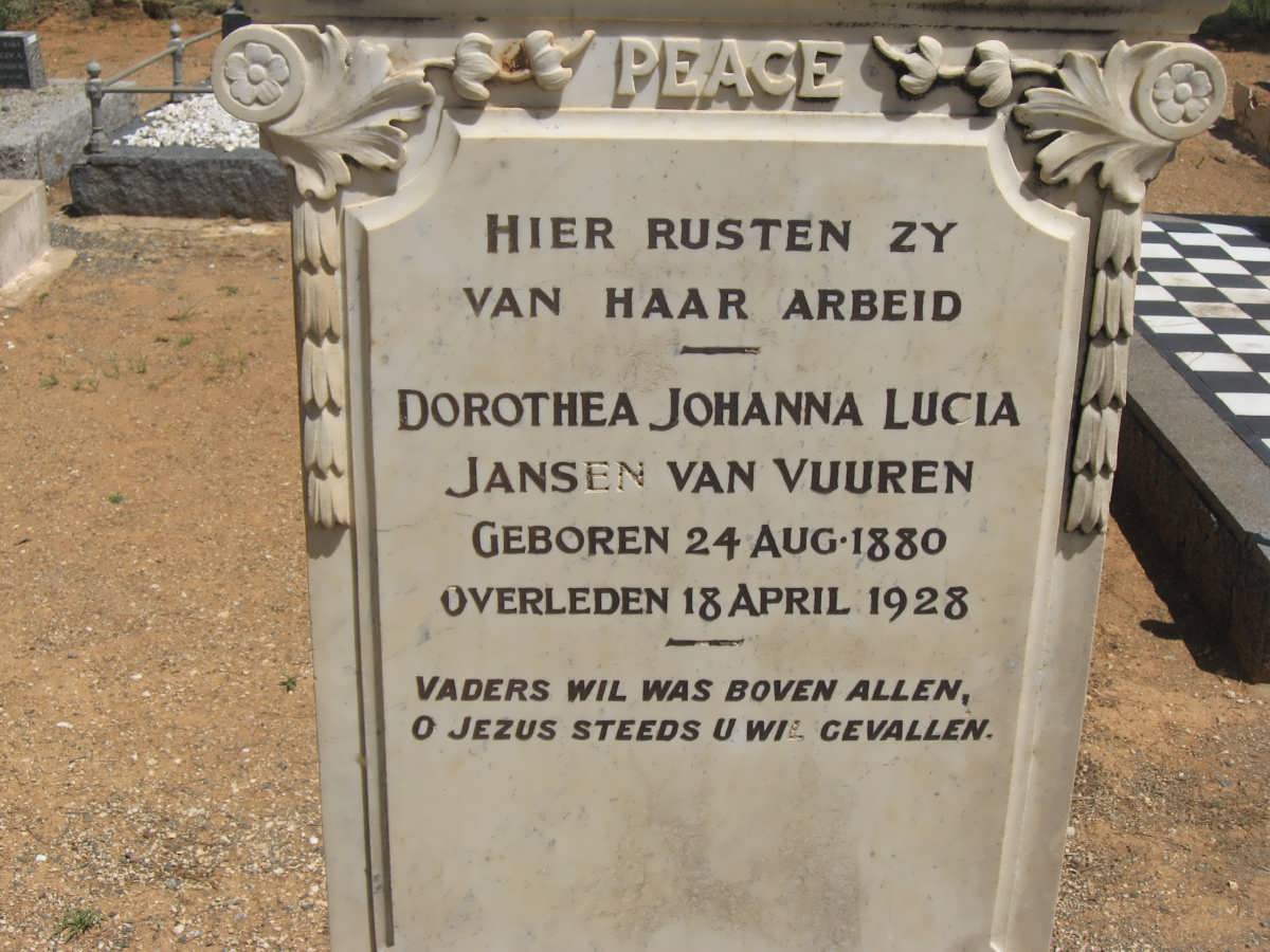 VUUREN Dorothea Johanna Lucia, Jansen van 1880-1928