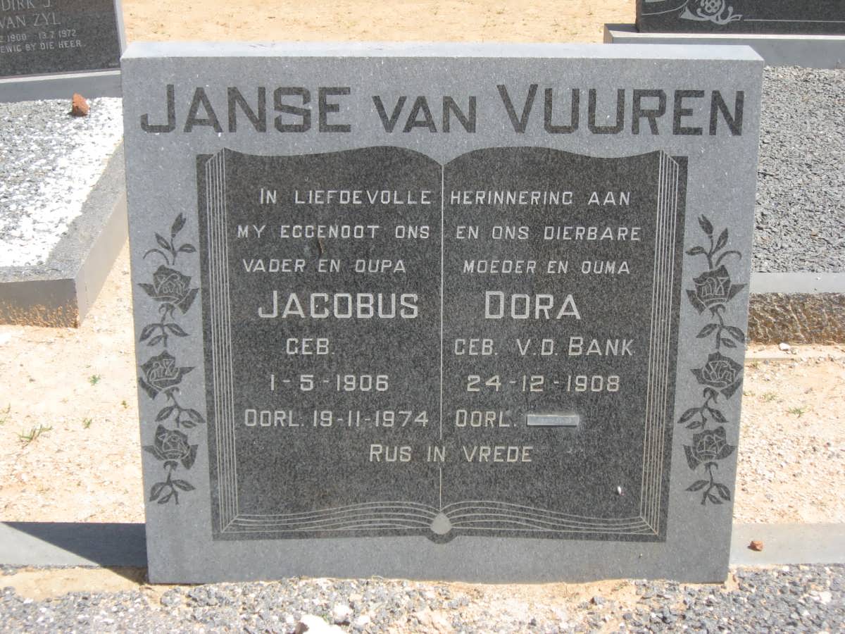 VUUREN Jacobus, Janse van 1906-1974 &amp; Dora V.D. BANK 1908-