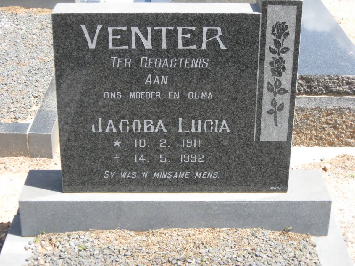 VENTER Jacoba Lucia 1911-1992