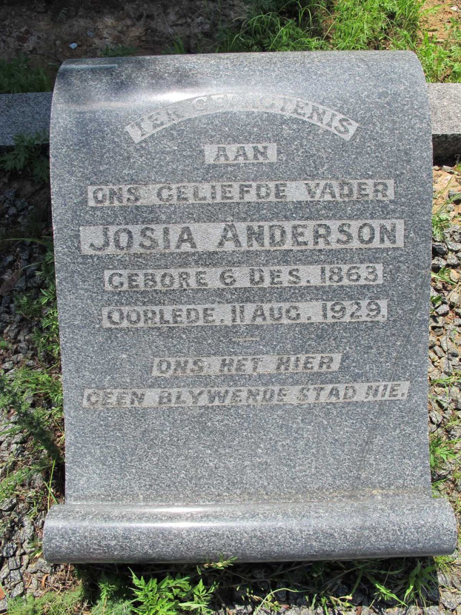 ANDERSON Josia 1863-1929