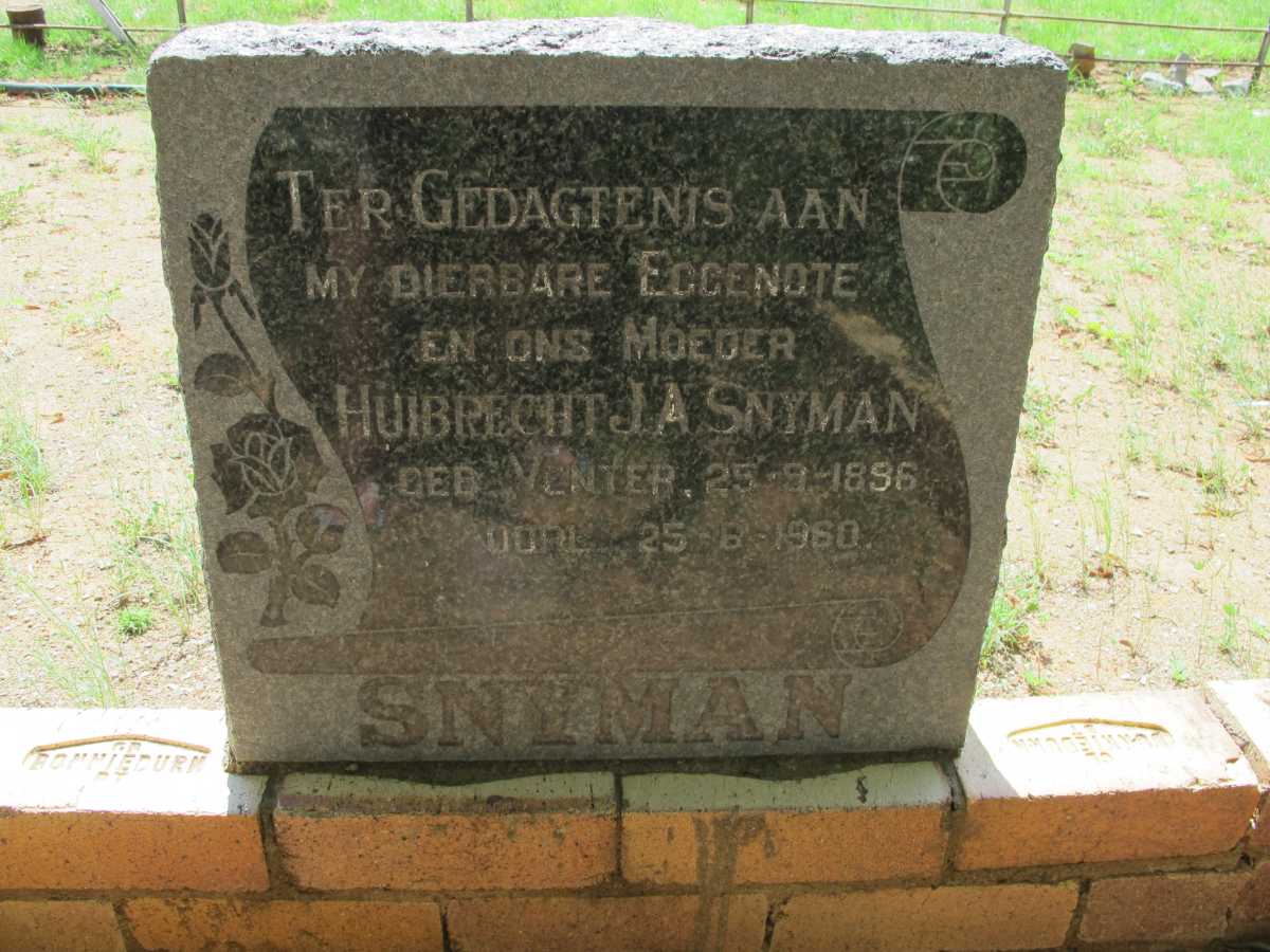 SNYMAN Huibrecht J.A. nee VENTER 1896-1960