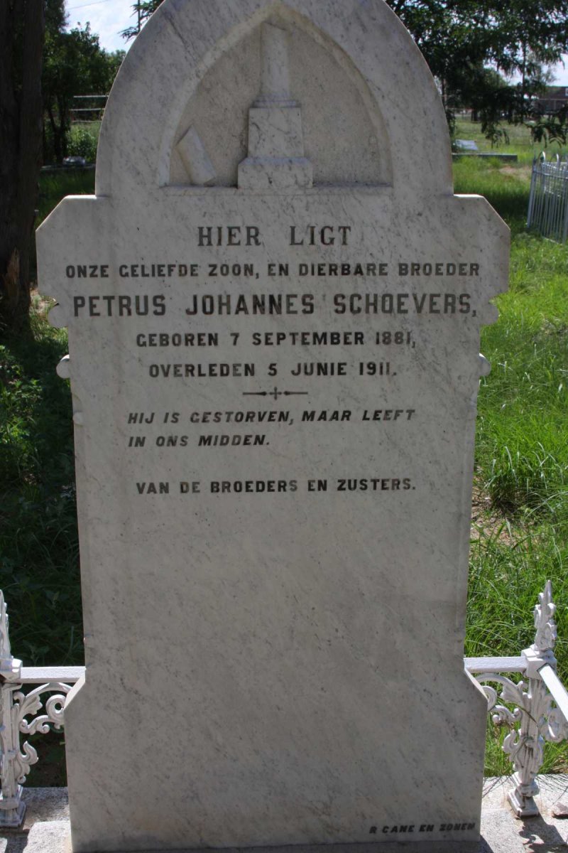 SCHOEVERS Petrus Johannes 1881-1911