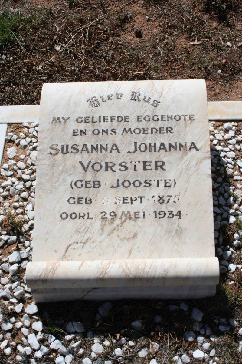 VORSTER Susanna Johanna nee JOOSTE 1875-1934