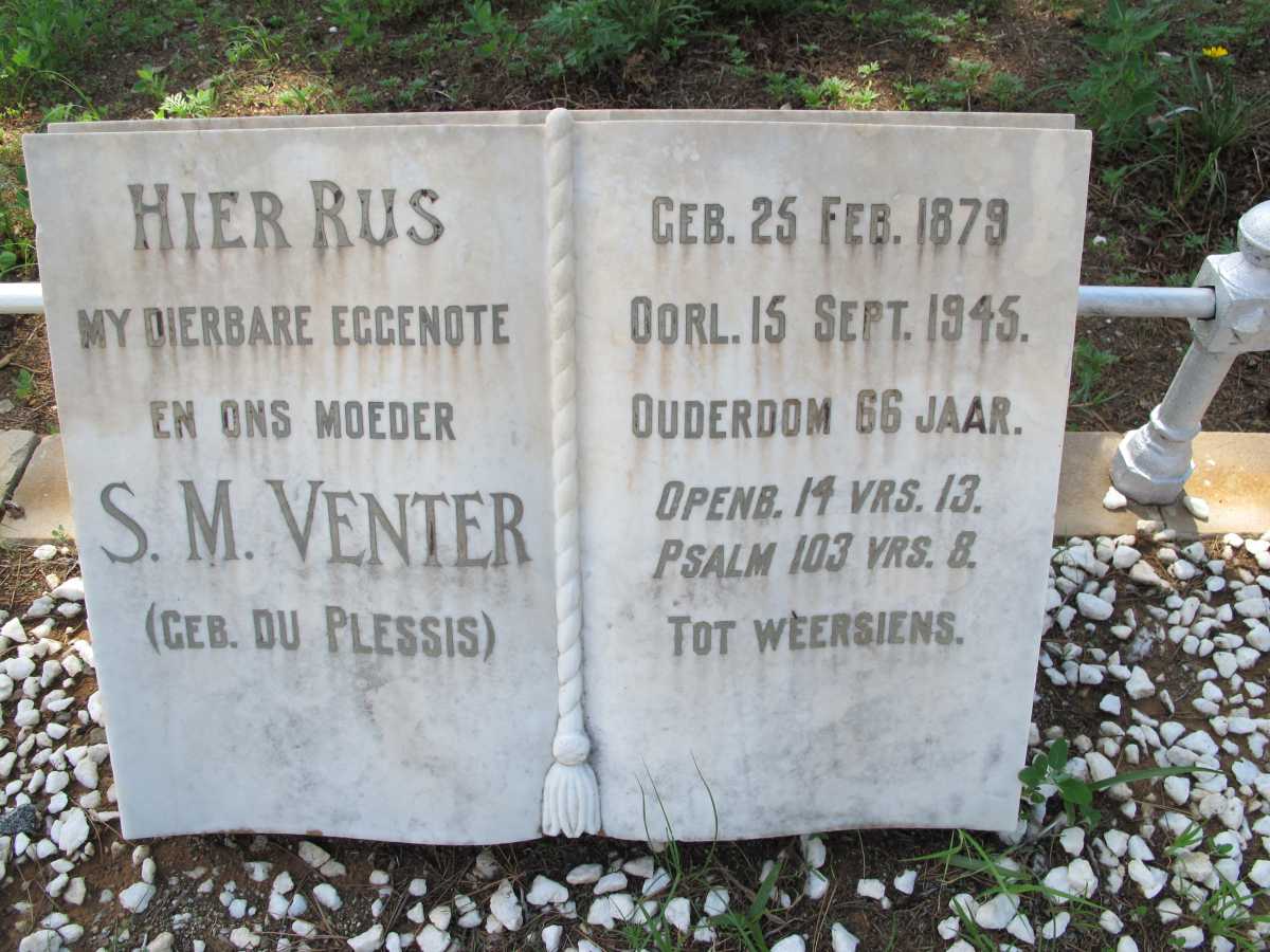 VENTER S.M. nee DU PLESSIS 1879-1945