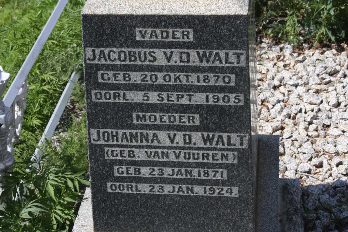 WALT Jacobus, v.d. 1870-1905 &amp; Johanna VAN VUUREN 1871-1924