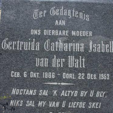 WALT Gertruida Catharina Isabella, van der 1886-1953
