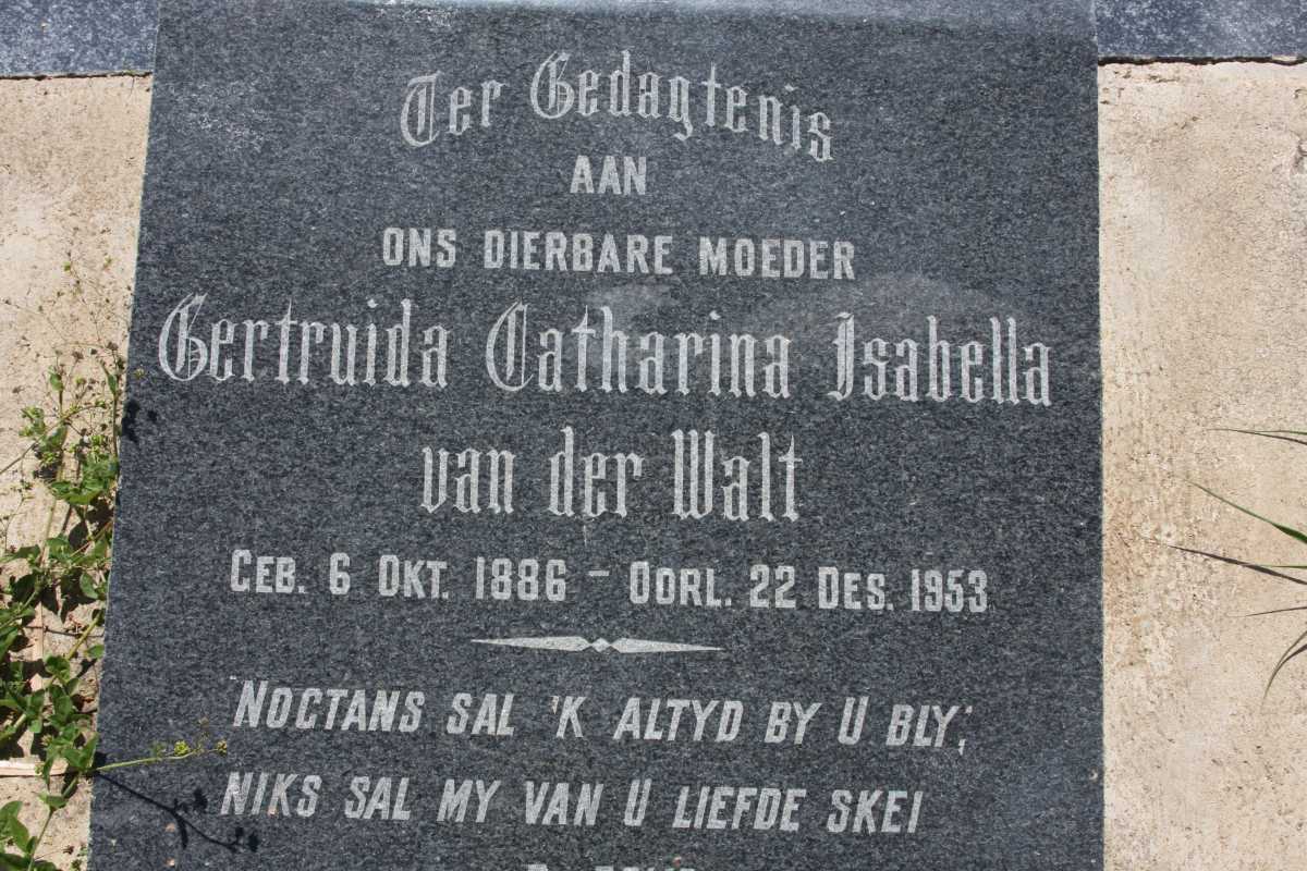WALT Gertruida Catharina Isabella, van der 1886-1953