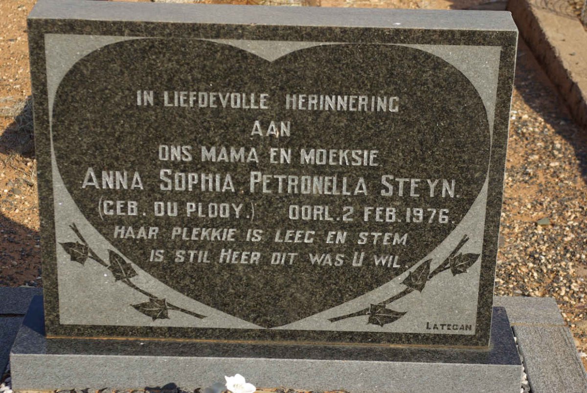 STEYN Anna Sophia Petronella nee DU PLOOY -1976