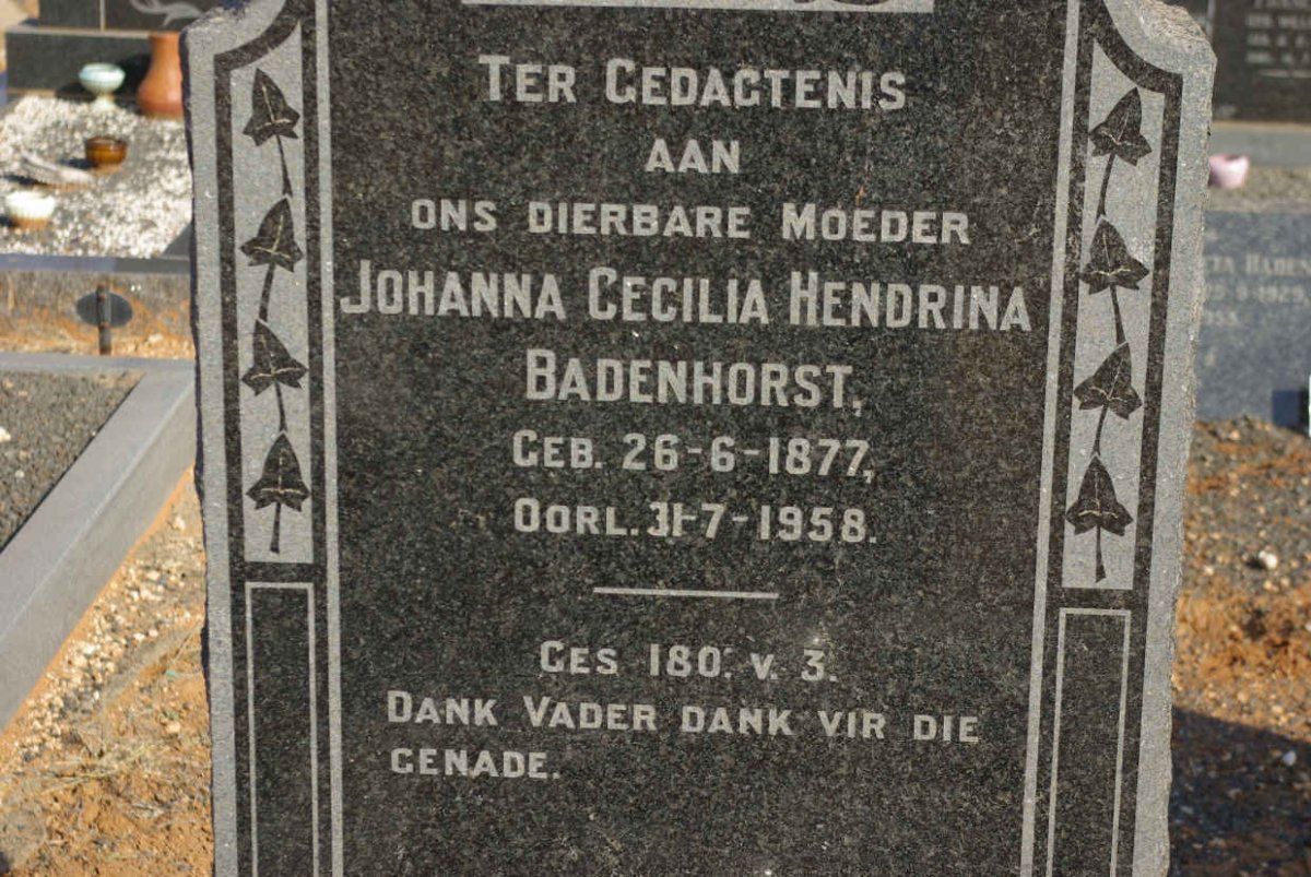 BADENHORST Johanna Cecilia Hendrina 1877-1958