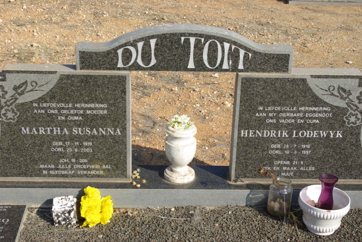 TOIT Hendrik Lodewyk, du 1916-1997 &amp; Martha Susanna 1919-2003