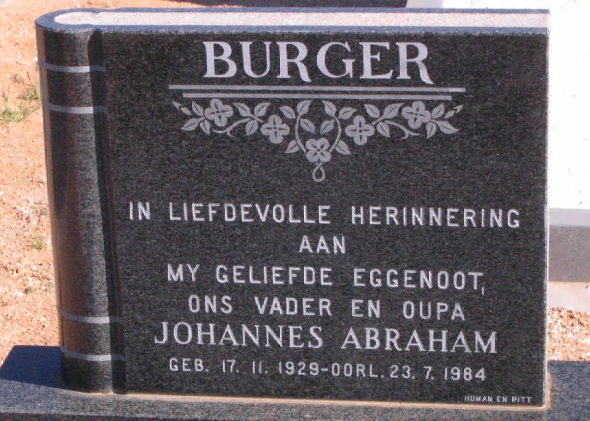 BURGER Johannes Abraham 1929-1984