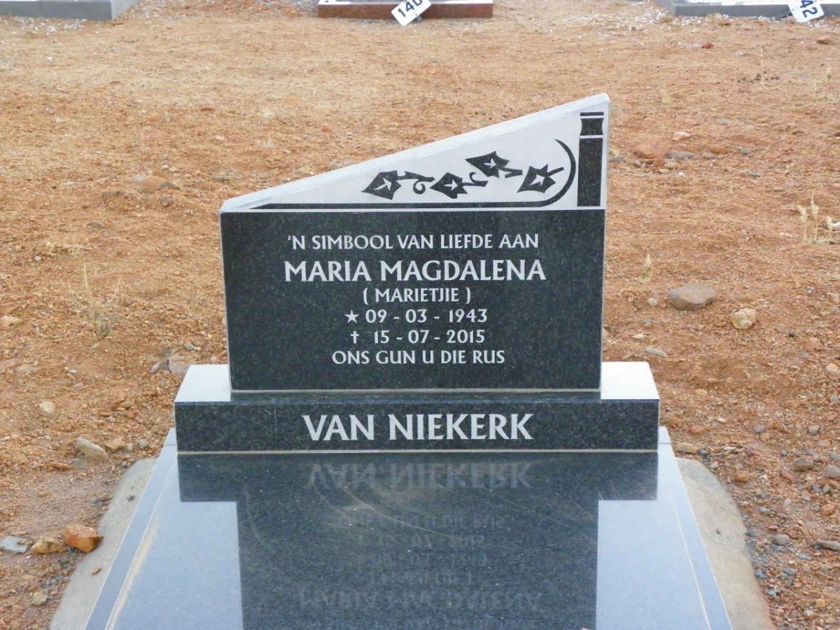 NIEKERK Maria Magdalena, van 1943-2015