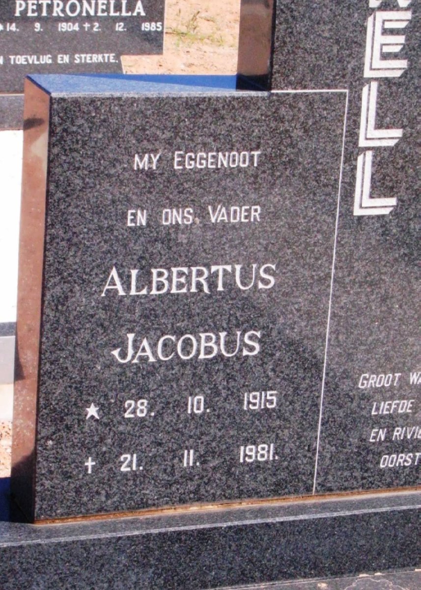 O'CONNELL Albertus Jacobus 1915-1981