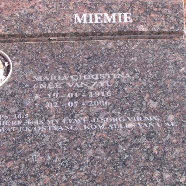 VISSER Maria Christina nee VAN ZYL 1916-2006
