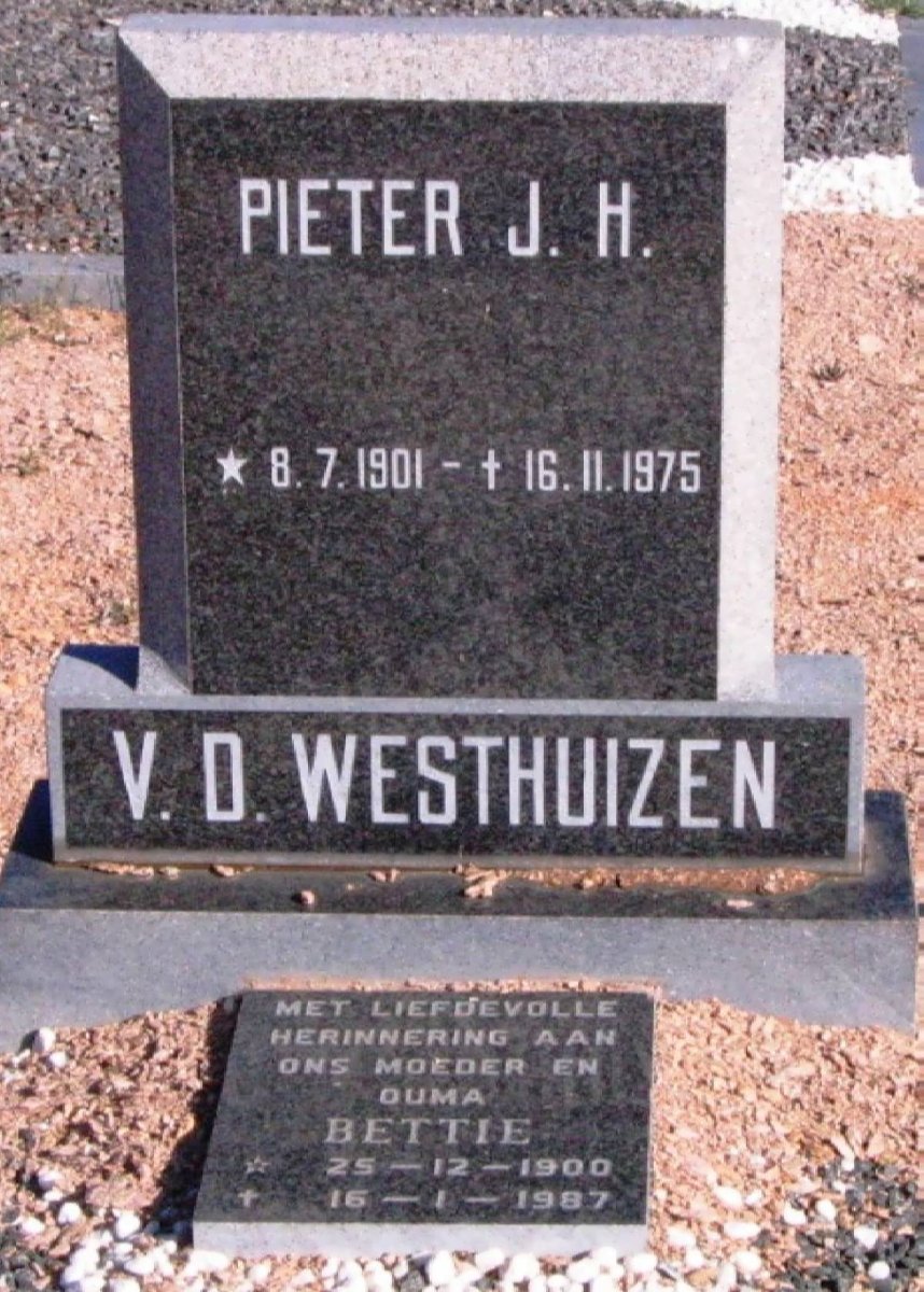 WESTHUIZEN Pieter J.H. 1901-1975 &amp; Bettie 1900-1987