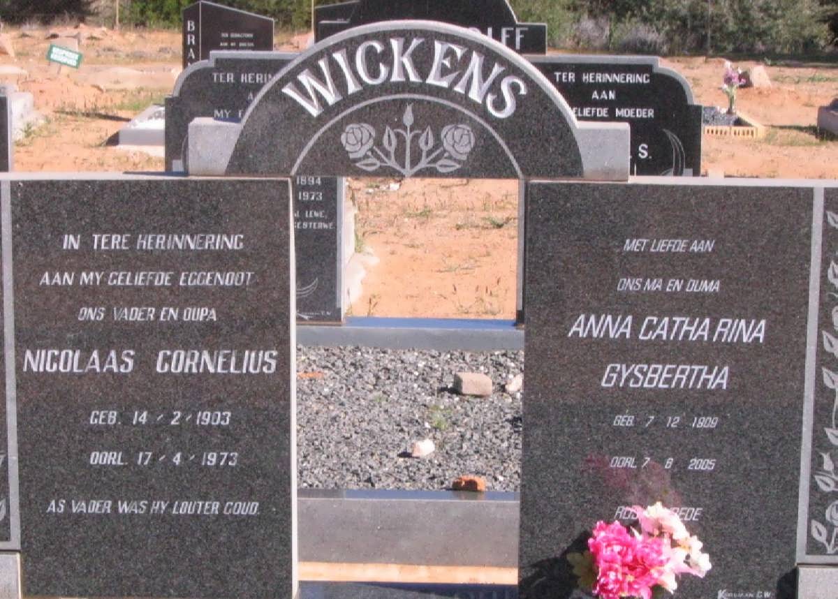 WICKENS Nicolaas Cornelius 1903-1973 &amp; Anna Catharina Gysbertha 1909-2005