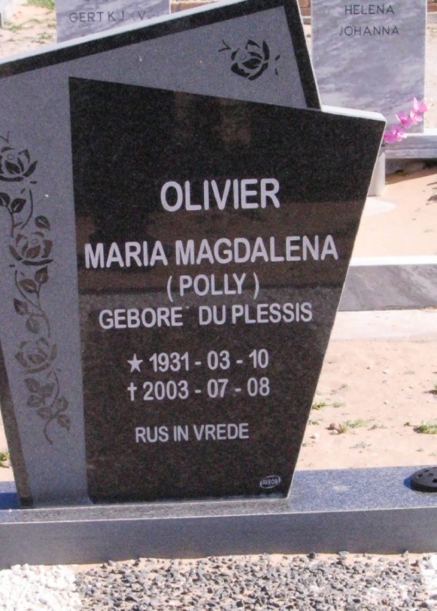 OLIVIER Maria Magdalena nee DU PLESSIS 1931-2003