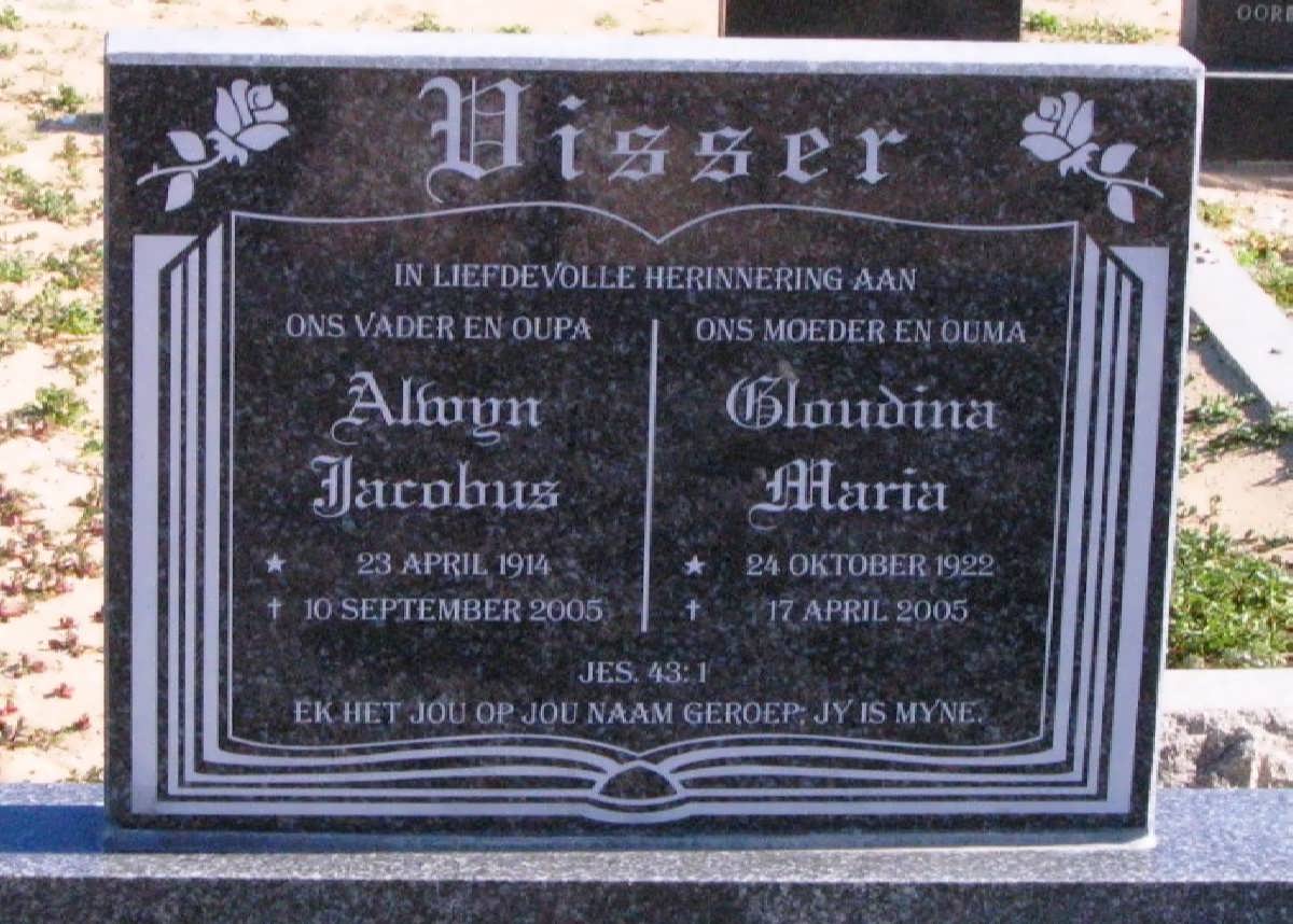 VISSER Alwyn Jacobus 1914-2005 &amp; Gloudina Maria 1922-2005