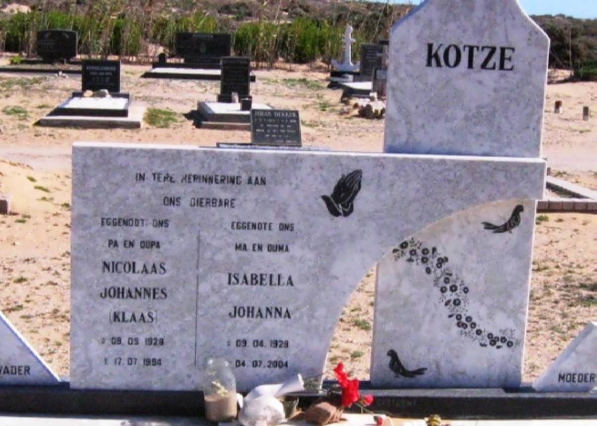 KOTZE Nicolaas Johannes 1928-1994 &amp; Isabella Johanna 1929-2004