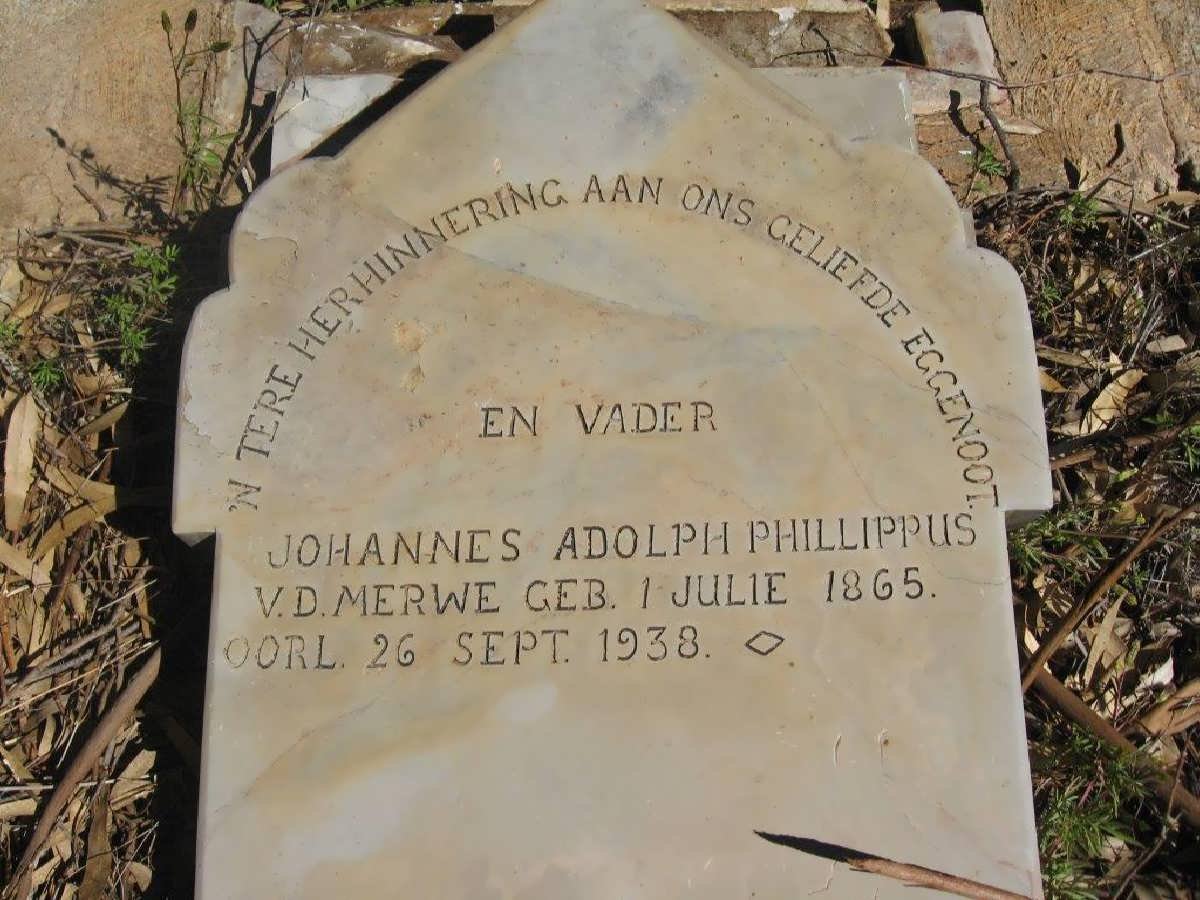 MERWE Johannes Adolph Phillippus, v.d. 1865-1938