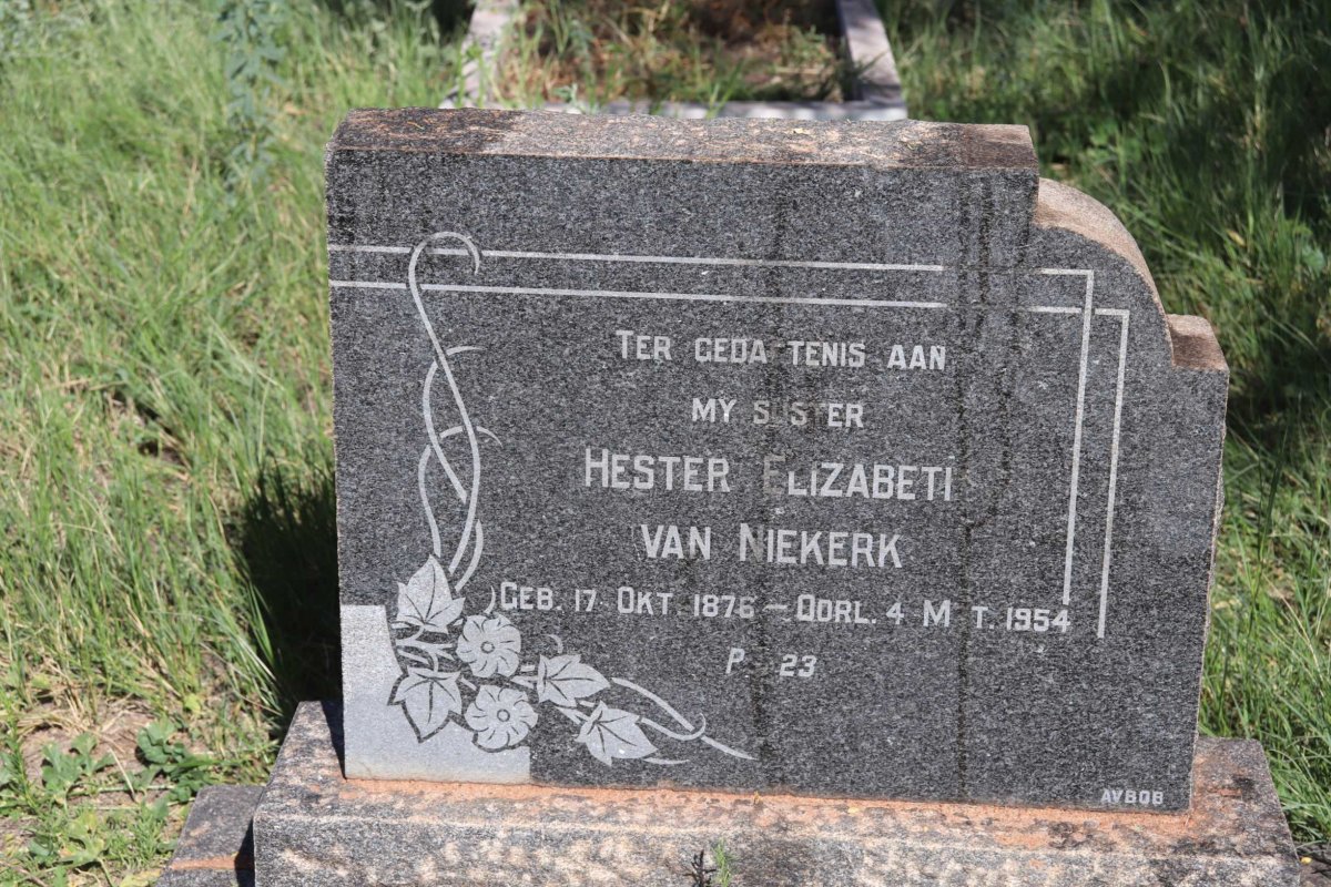 NIEKERK Hester Elizabeth, van 1876-1954