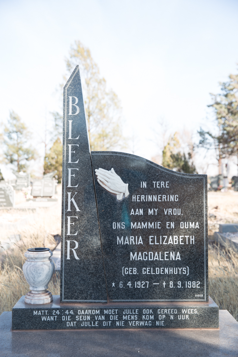 BLEEKER Maria Elizabeth Magdalena nee GELDENHUYS 1927-1982
