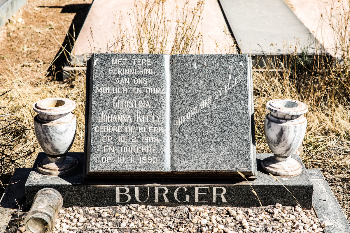 BURGER Christina Johanna nee DE KLERK 1909-1990