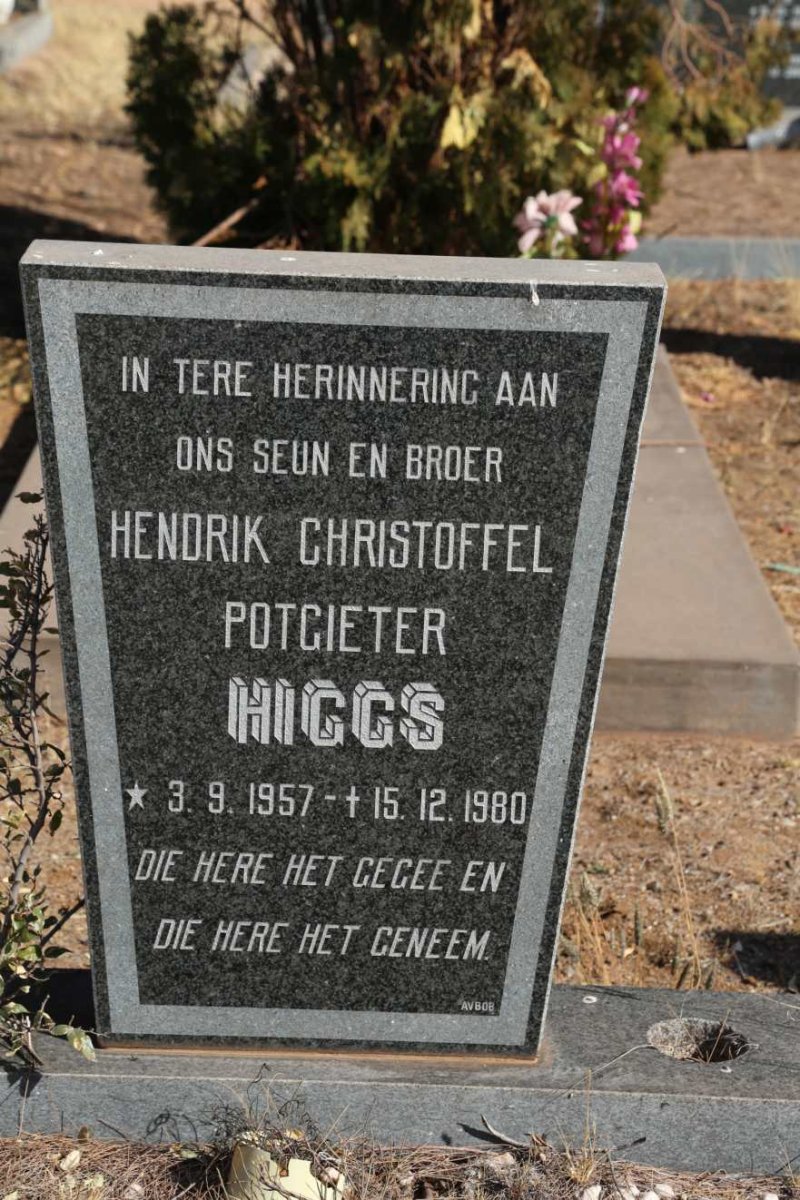 HIGGS Hendrik Christoffel Potgieter 1957-1980