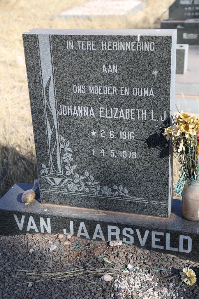 JAARSVELD Johanna Elizabeth L.J., van 1916-1978