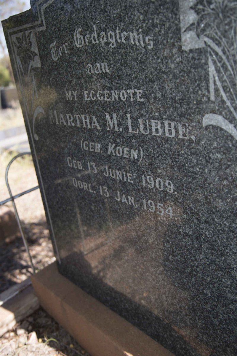 LUBBE Martha M. nee KOEN 1909-1954