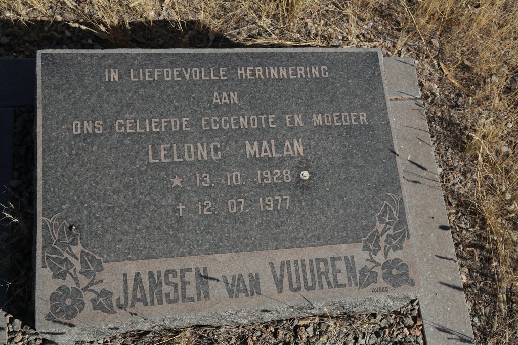 VUUREN Lelong Malan, Jansen van 1928-1977