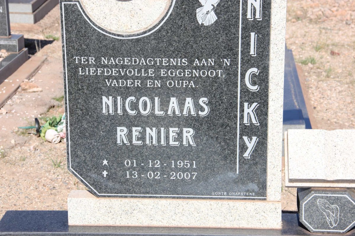 VORSTER Nicolaas Renier 1951-2007 &amp; Margaret 1953-
