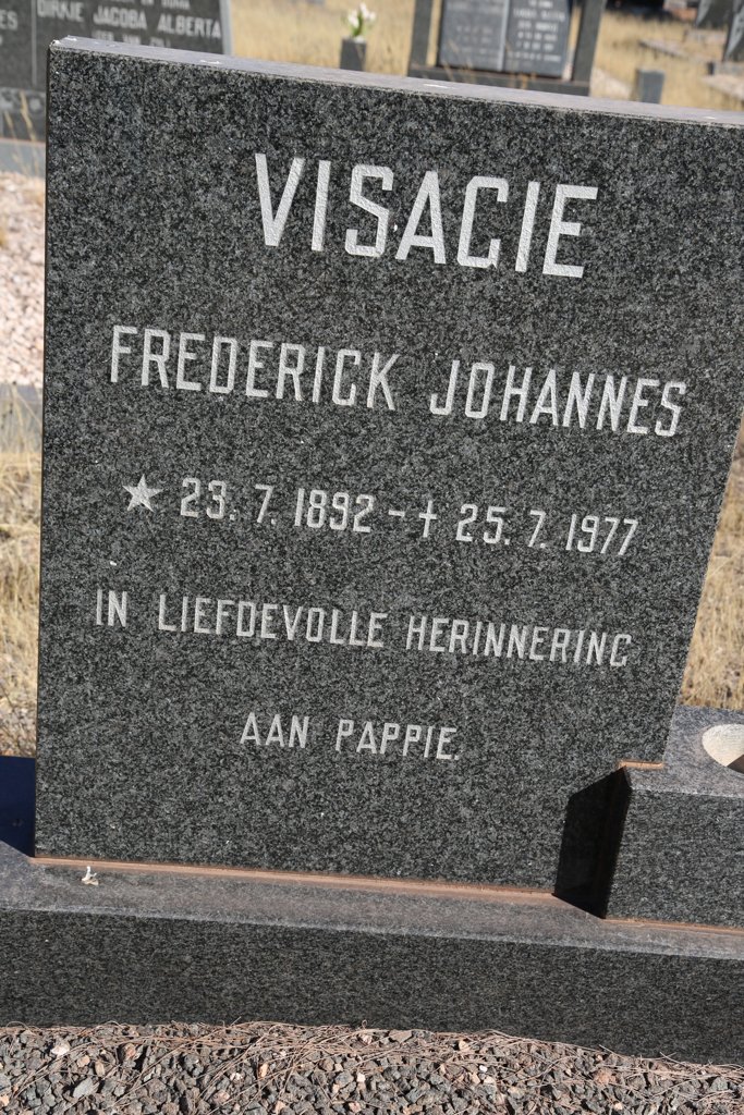 VISAGIE Frederick Johannes 1892-1977