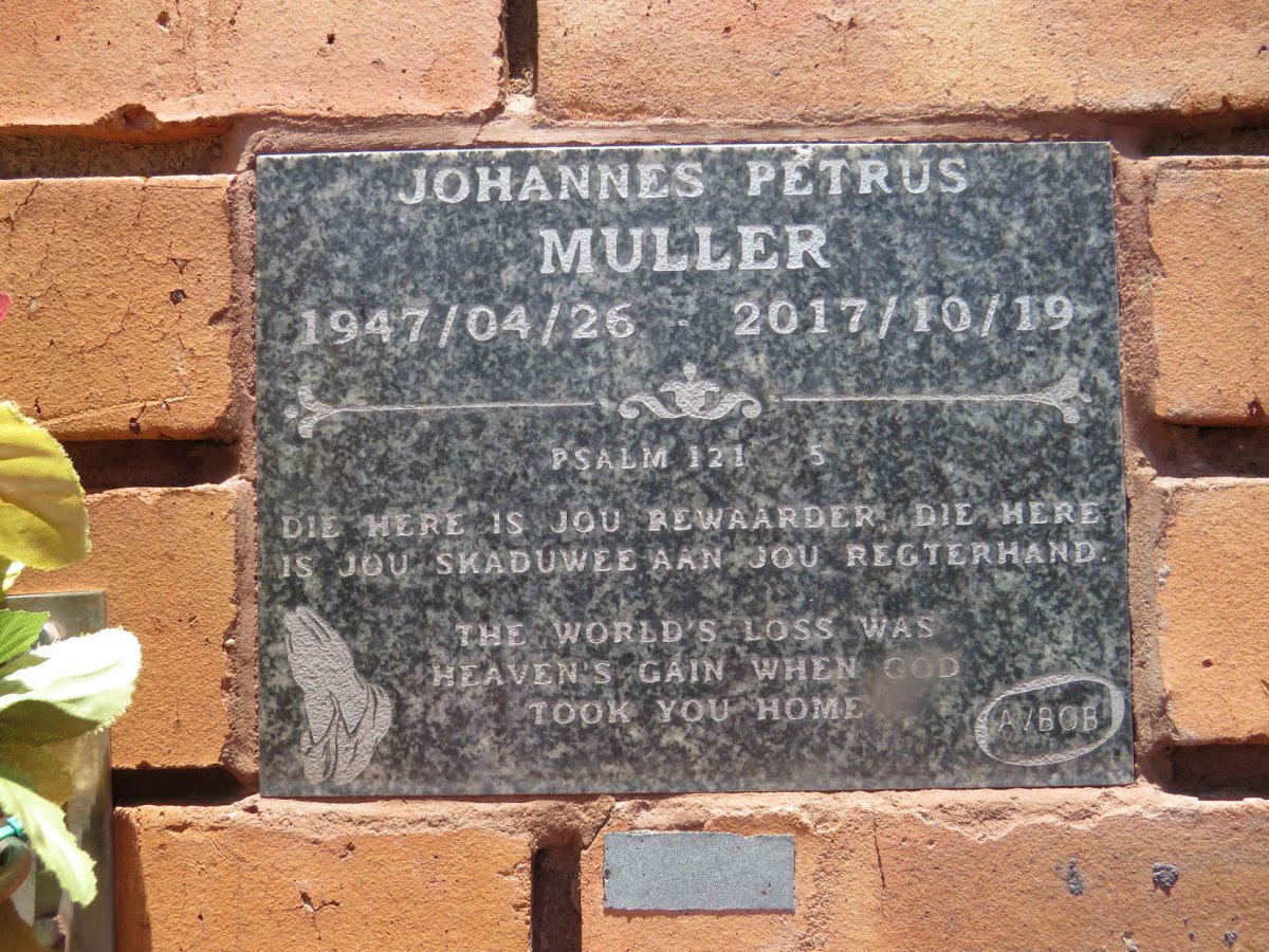 MULLER Johannes Petrus 1947-2017