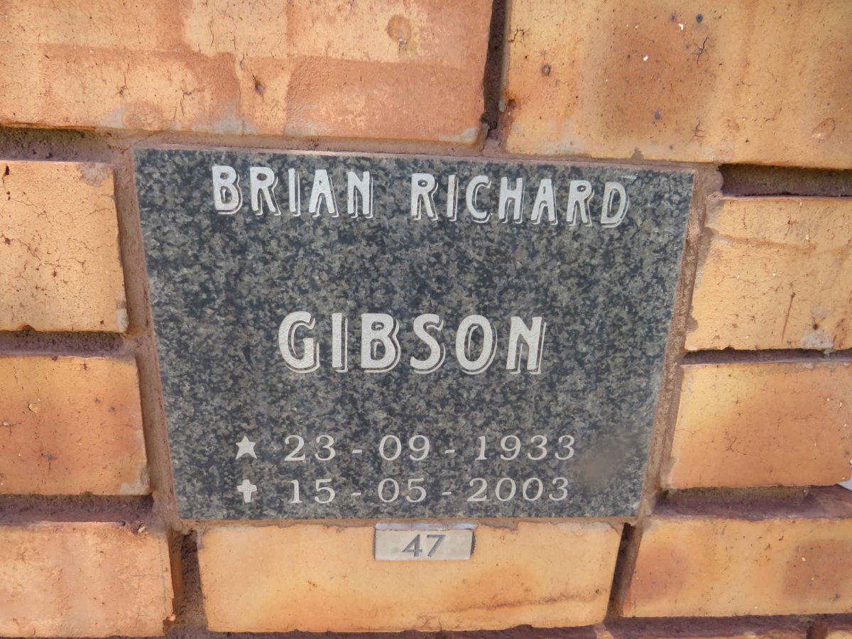 GIBSON Brian Richard 1933-2003