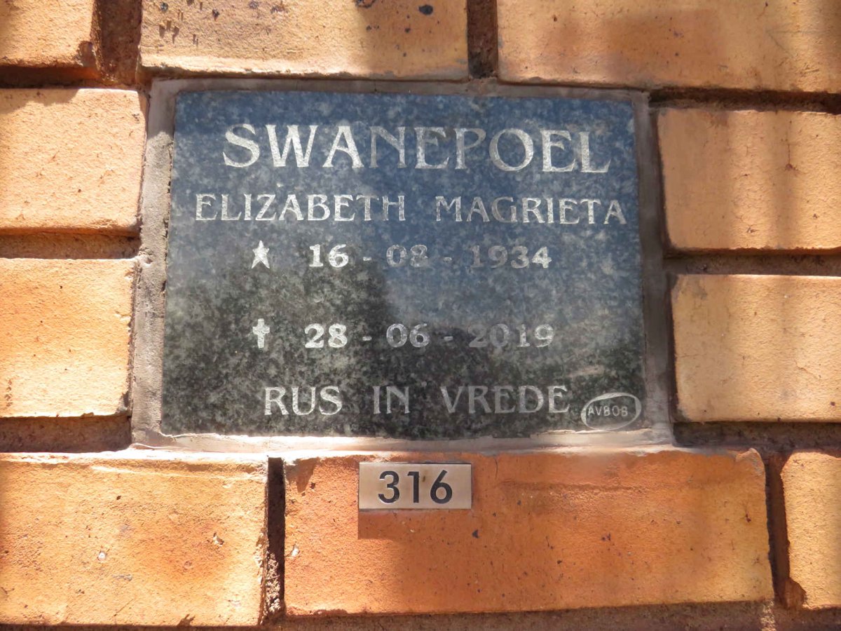 SWANEPOEL Elizabeth Magrieta 1934-2019