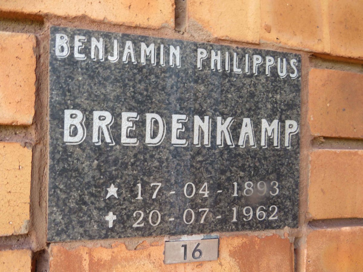 BREDENKAMP Benjamin Philippus 1893-1962