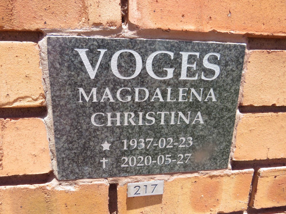 VOGES Magdalena Christina 1937-2020