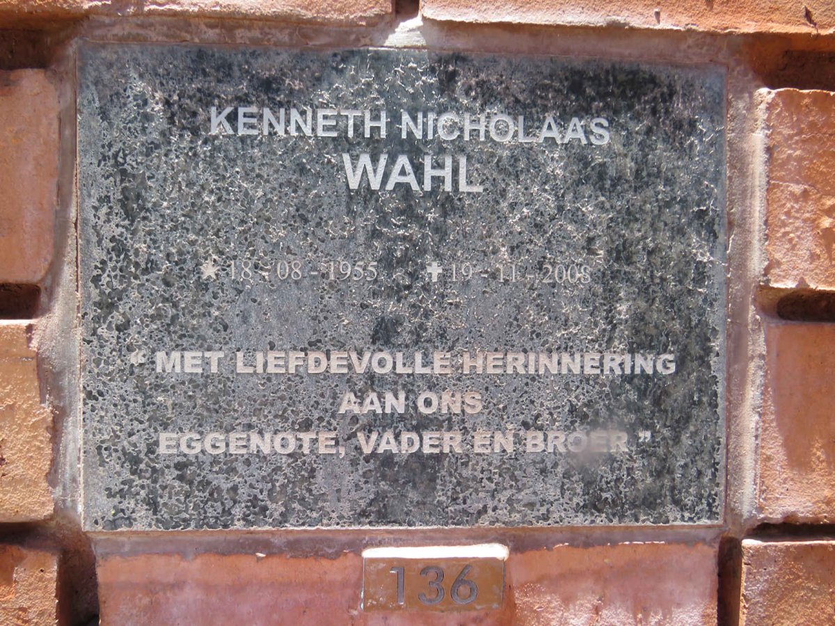 WAHL Kenneth Nicholaas 1955-2008