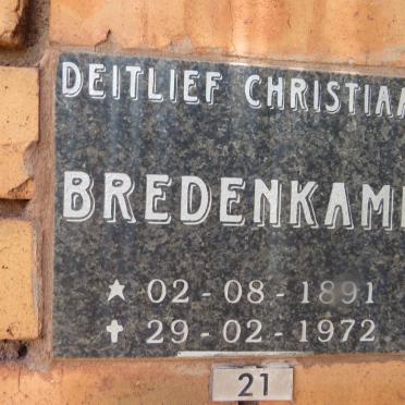 BREDENKAMP Deitlief Christiaan 1891-1972