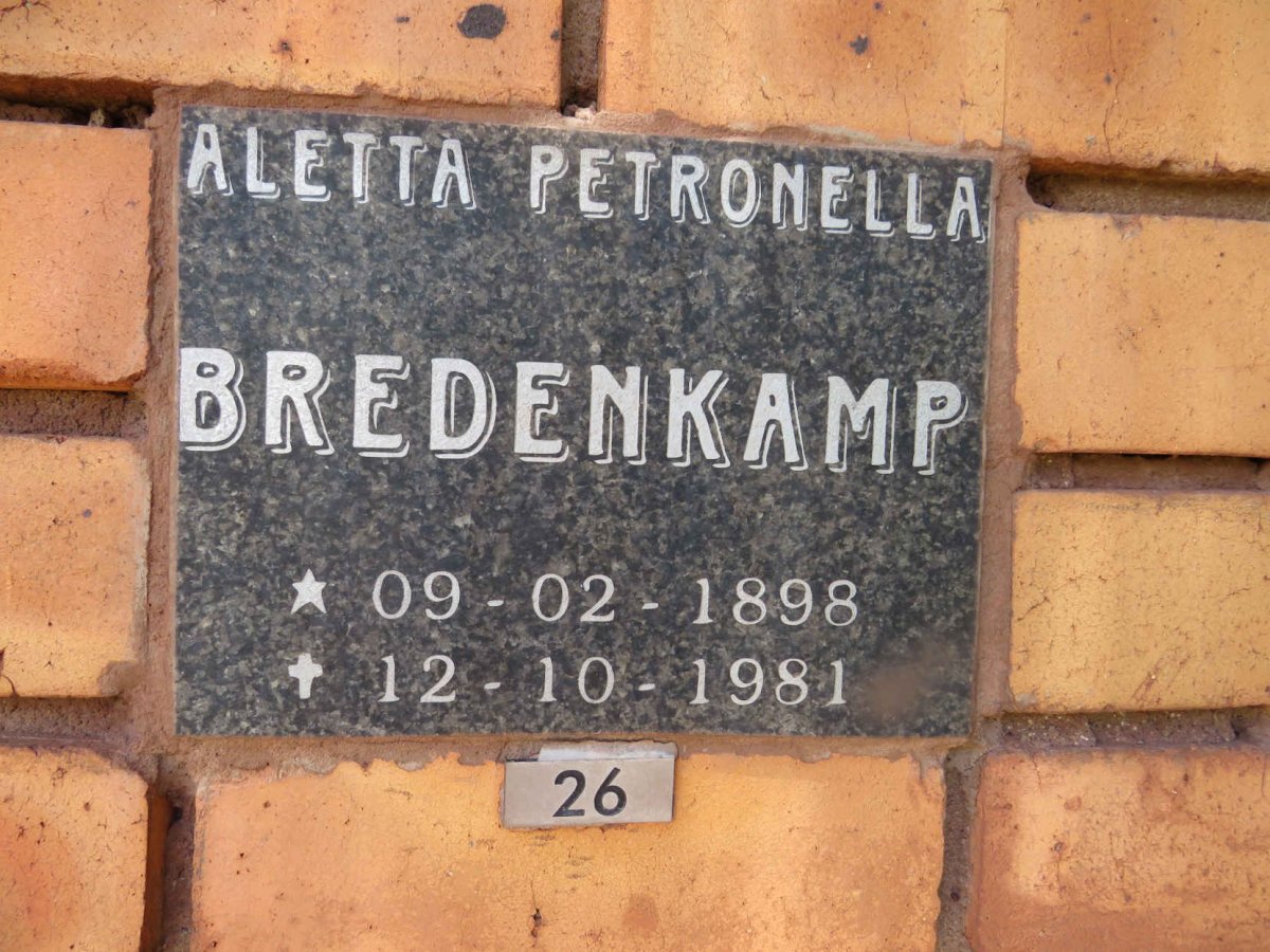 BREDENKAMP Aletta Petronella 1898-1981