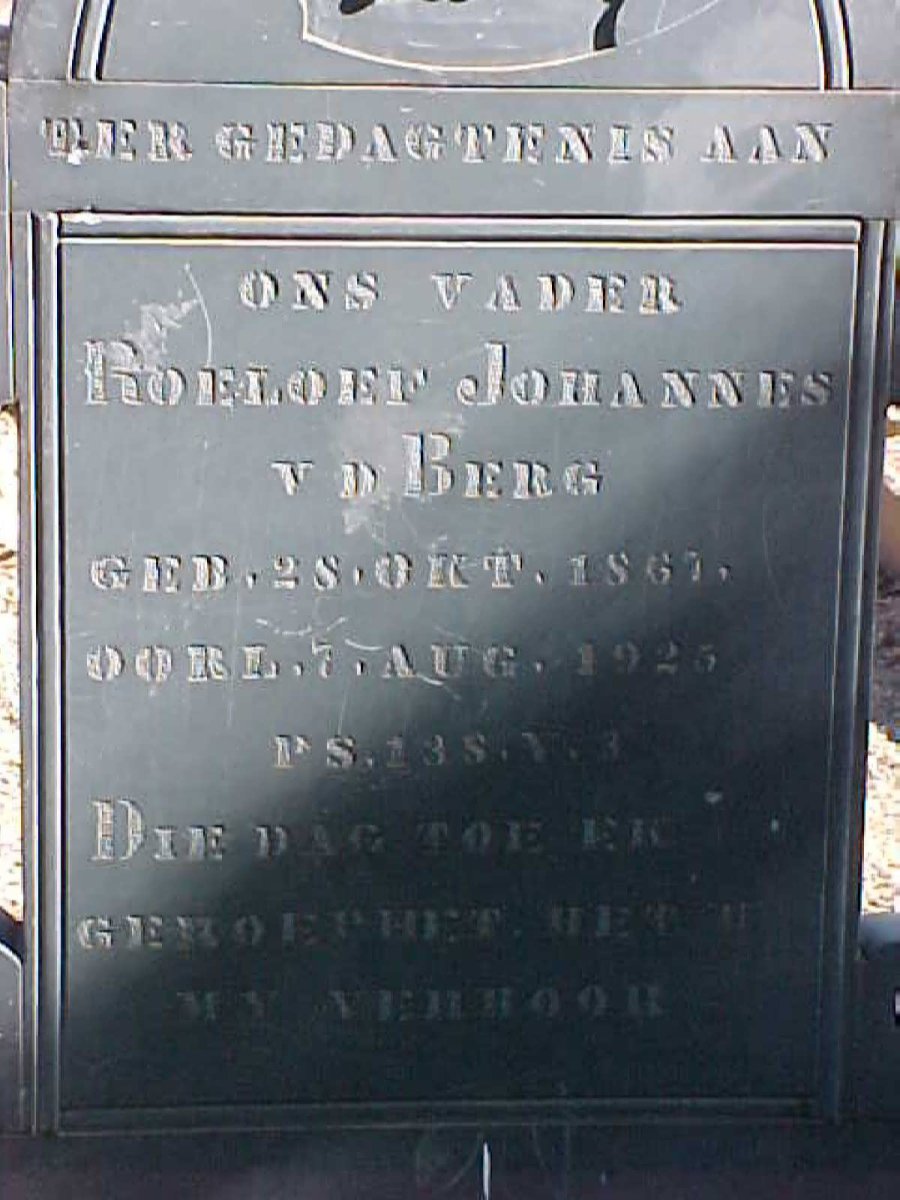 BERG Roelof Johannes, van den 1867-1925