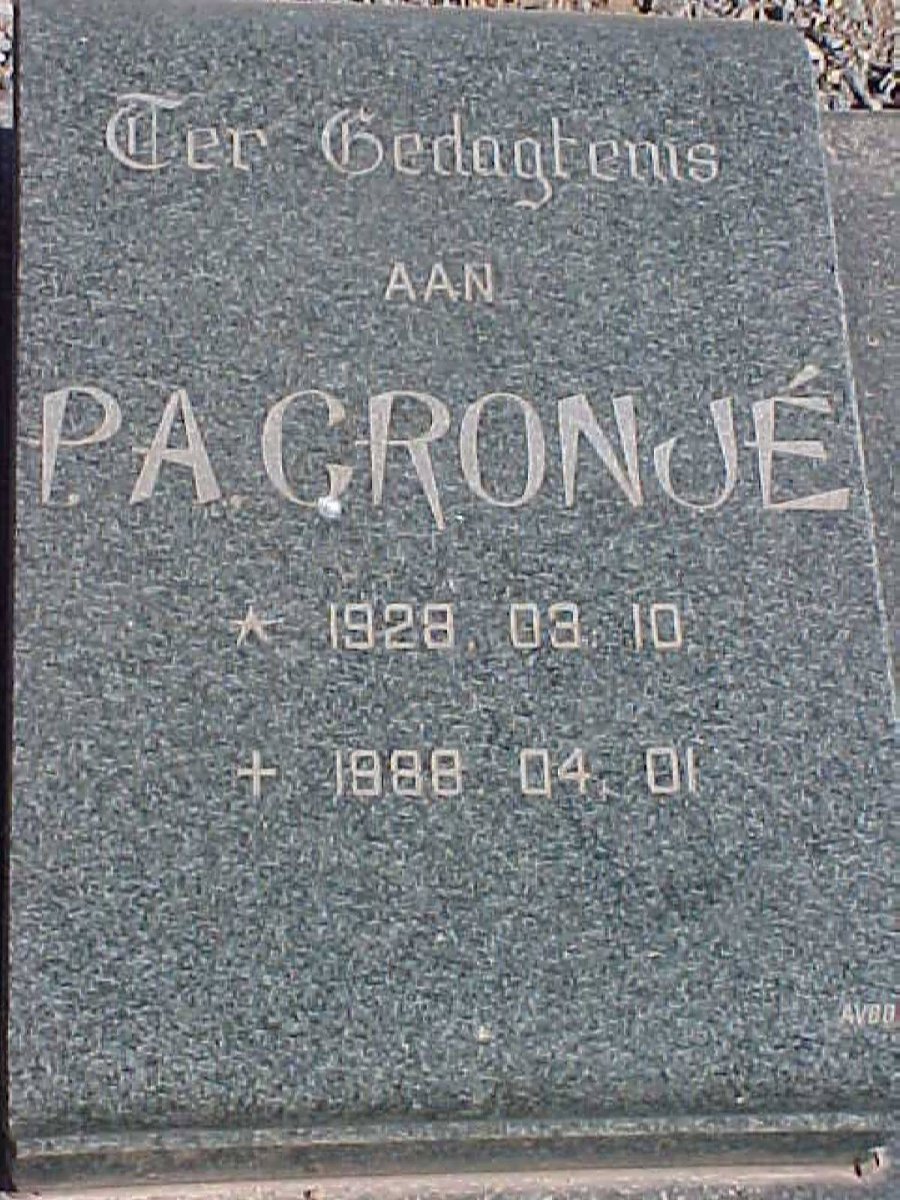 CRONJE P.A. 1928-1988